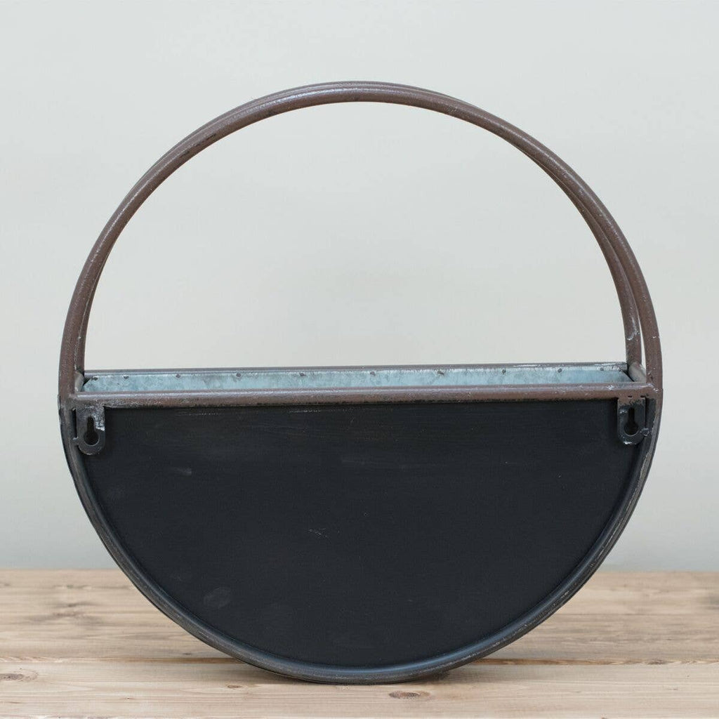 Foreside Home & Garden - SALE - Rustic Round Farmhouse Galvanized Metal Wall Planter