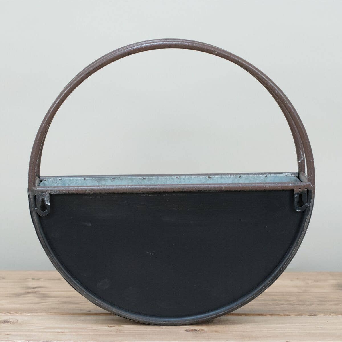 Foreside Home & Garden - SALE - Rustic Round Farmhouse Galvanized Metal Wall Planter