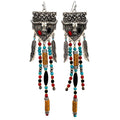 Lunar Deer - Longhorn Western Bohemian Turquoise Beaded Earrings - Black