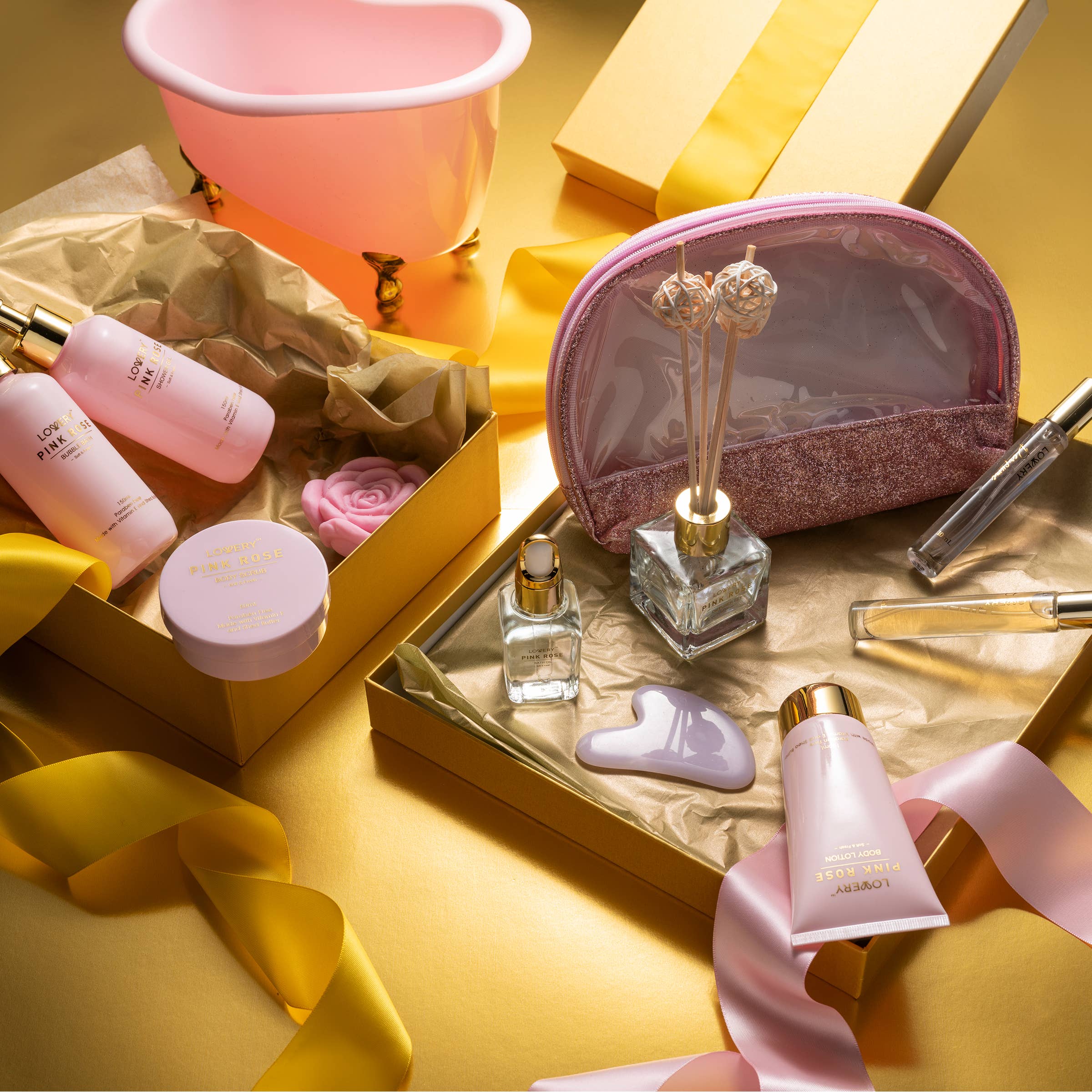 Lovery - Luxury Pink Rose Bath and Body Set, 18pc Birthday Spa Kit