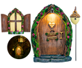 Tree Poetry - Opening Fairy Door and Window for Trees with Light yard art