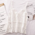 Funkyrel® Atzbranding Limited - Solid Color Crochet Lace Hollow Camisole Top - WHITE / AVERAGE