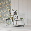 Foreside Home & Garden - Auden 4 Glass Bud Vase Holder Black Farmhouse Cast Iron