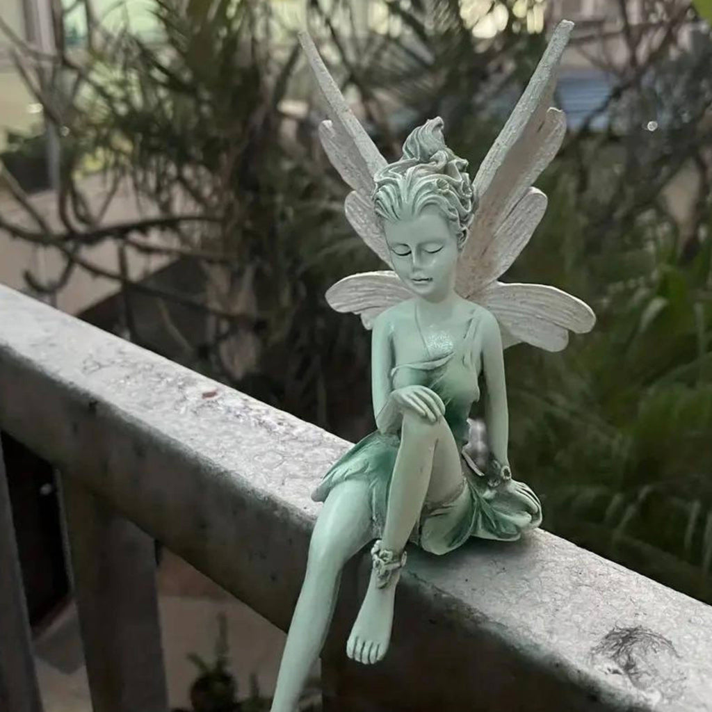 Flower Fairy Statue with Angel Wings Miniature Garden - 7''