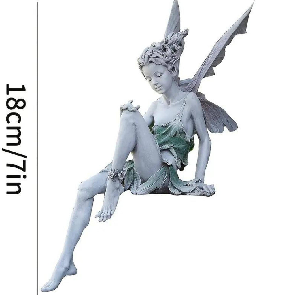 Flower Fairy Statue with Angel Wings Miniature Garden - 7''