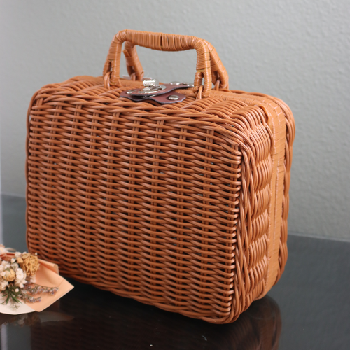 DrifWoo - Handwoven Suitcase Gift Basket, Empty Gift Basket - Brown Big Basket