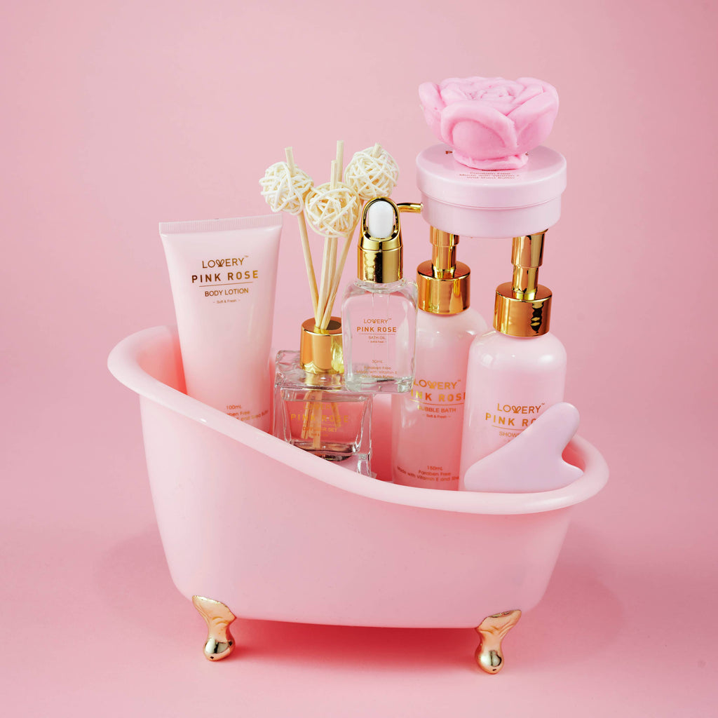 Lovery - Luxury Pink Rose Bath and Body Set, 18pc Birthday Spa Kit