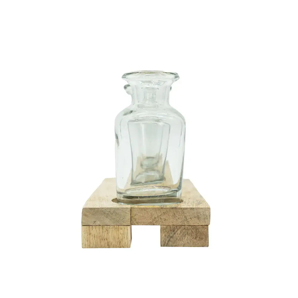 Foreside Home & Garden - Hazel 3 Glass Bud Vase With Wood Tray