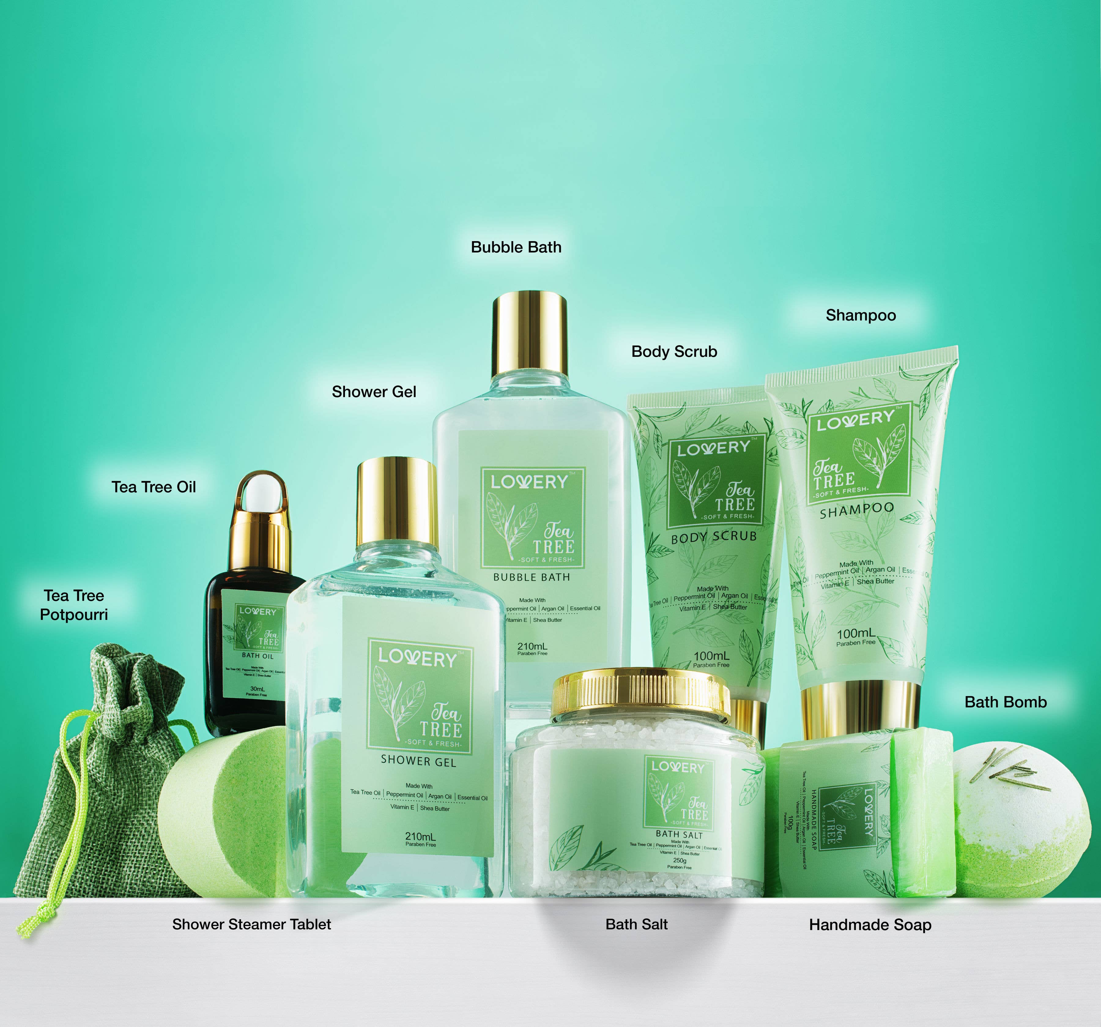Lovery - Tea Tree Bath & Body Set - Luxury Aromatherapy Home Spa Set