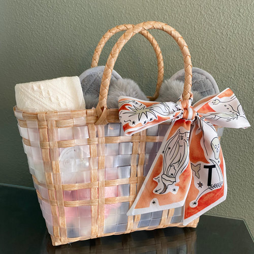 DrifWoo - Handwoven Small Woven Tote – Grocery, Gift & Market Basket - Coffee