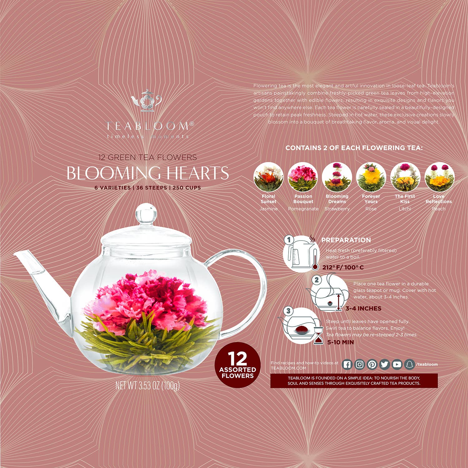 Teabloom - Teabloom Heart-shaped Flowering Teas – 12 Assorted Varieties