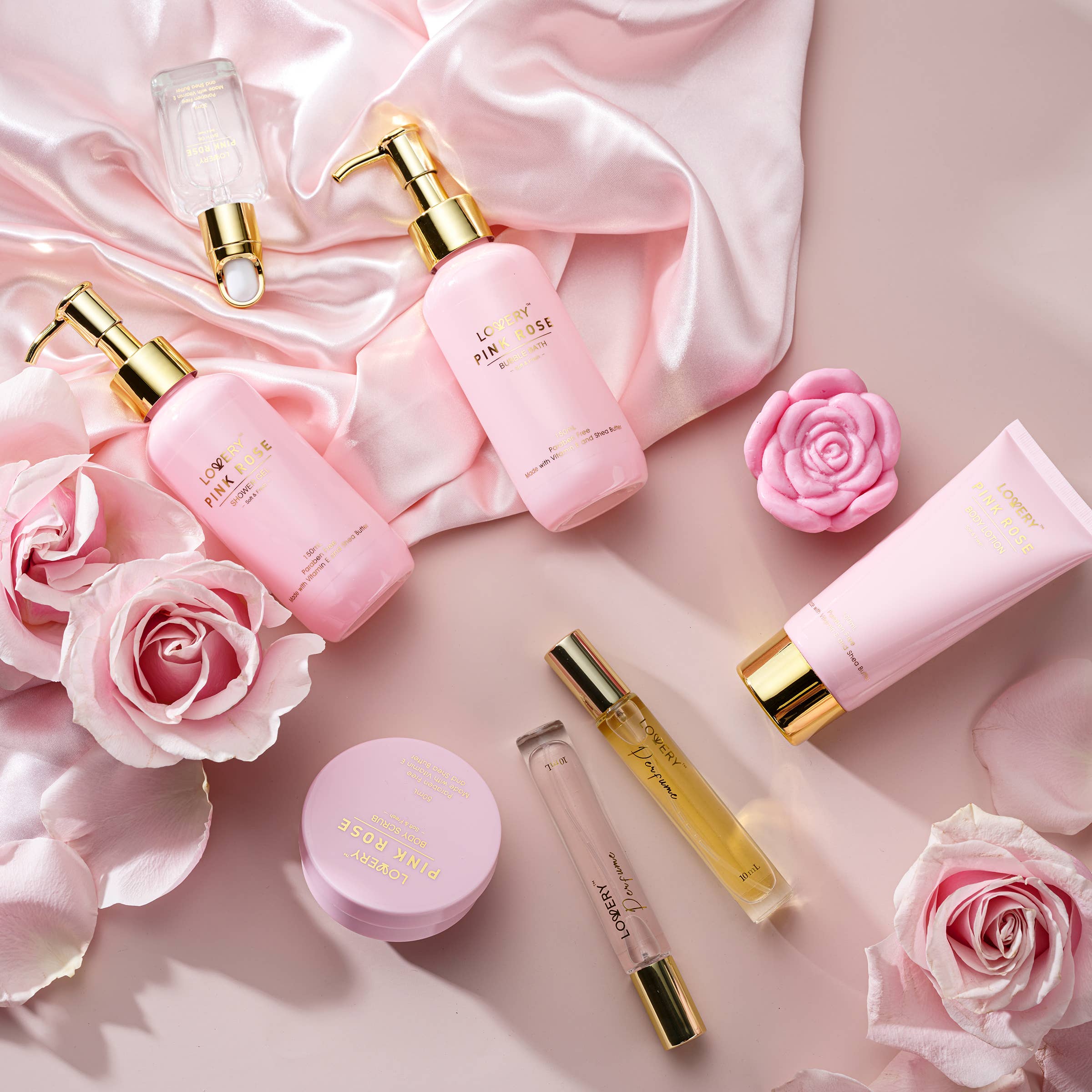 Lovery - Luxury Pink Rose Bath and Body Set, 18pc Birthday Spa Kit