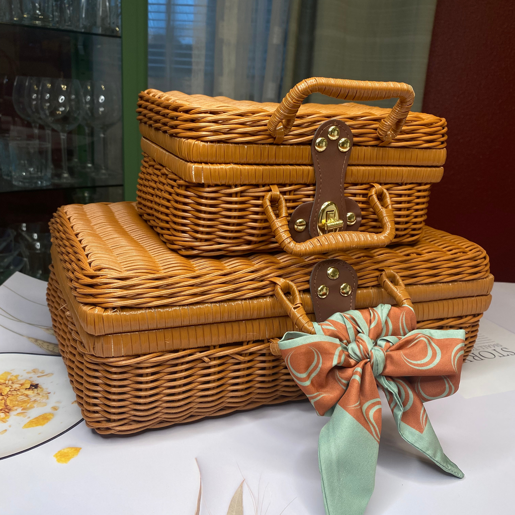 DrifWoo - Handwoven Suitcase Gift Basket, Empty Gift Basket - Brown Big Basket