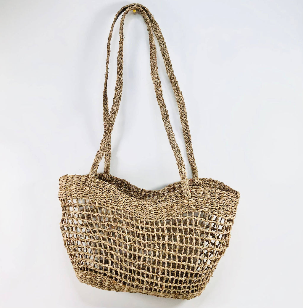 GreenWave - Woven Wicker Shoulder Bag in Seagrass Market