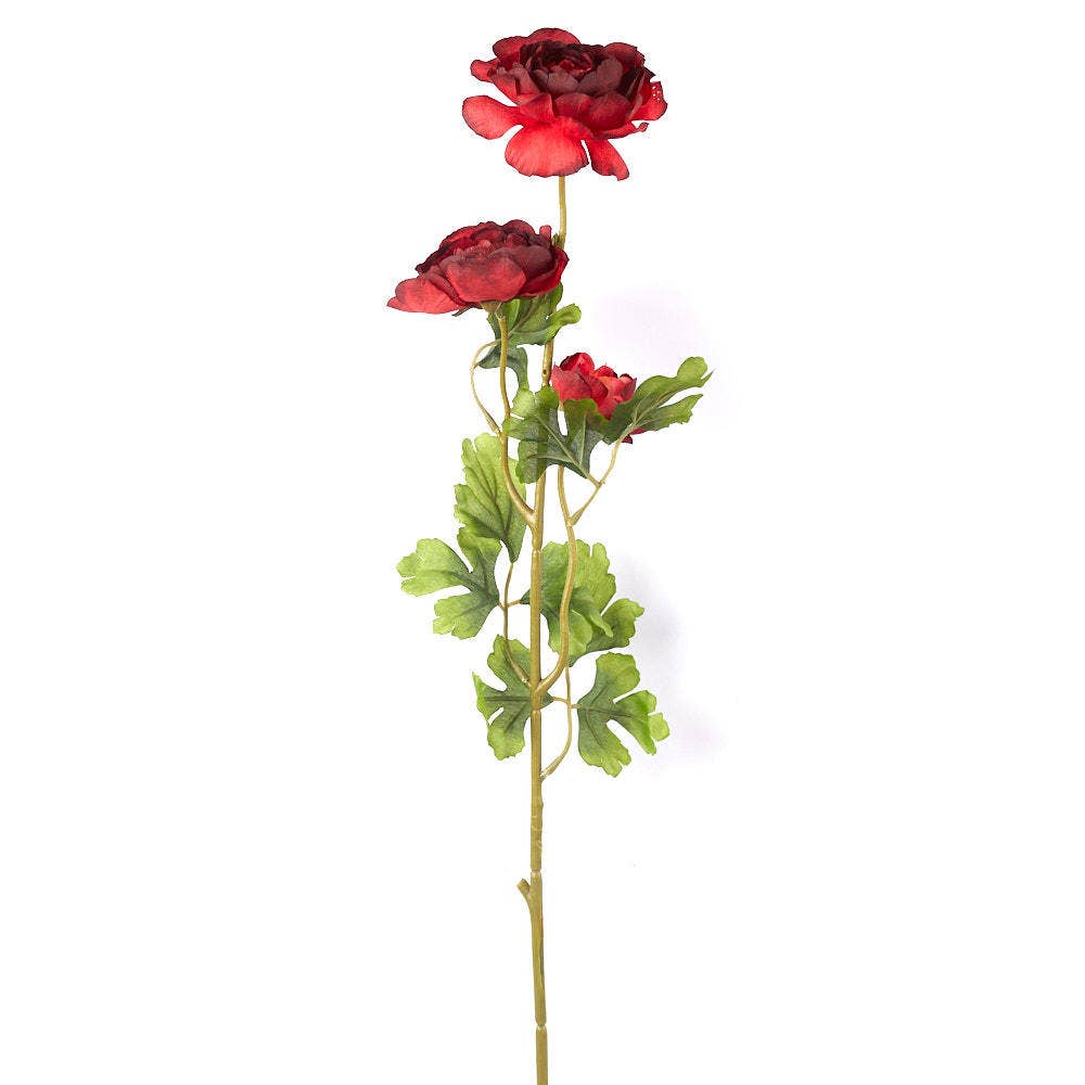 Factory Direct Craft - 27" Artificial Ranunculus Flower Stem - Select Color  - Red