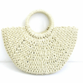 DrifWoo - Handwoven Artisanal Half-moon Straw Tote Bags  - Beige / XS