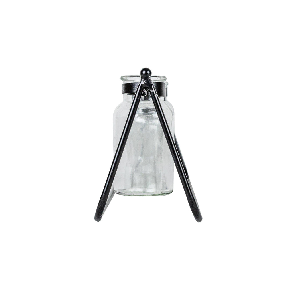 Foreside Home & Garden - Auden 4 Glass Bud Vase Holder Black Farmhouse Cast Iron