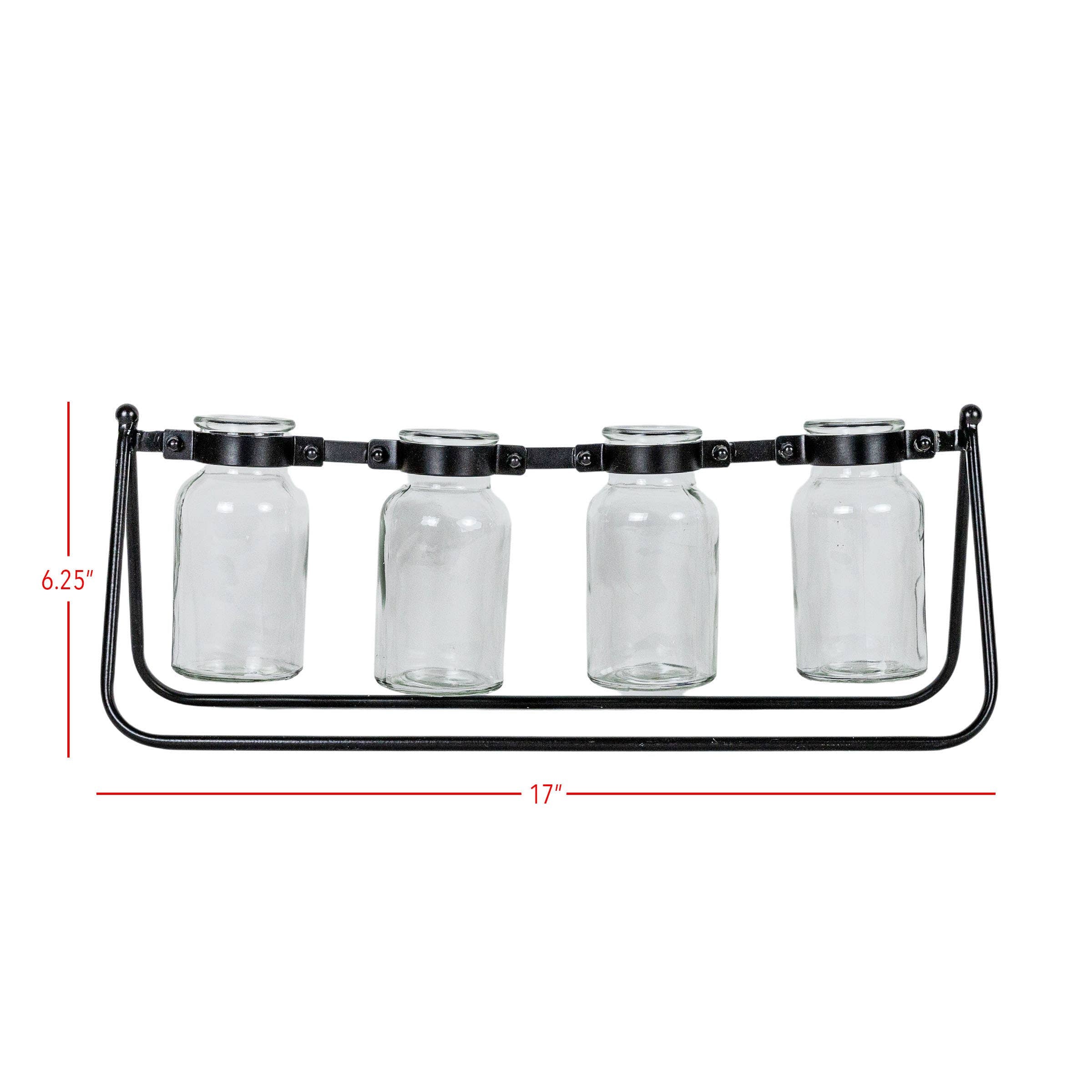 Foreside Home & Garden - Auden 4 Glass Bud Vase Holder Black Farmhouse Cast Iron