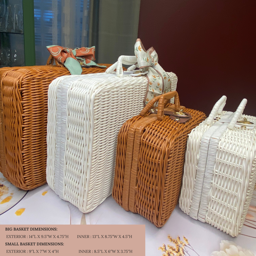 DrifWoo - Handwoven Suitcase Gift Basket, Empty Gift Basket - Brown Big Basket