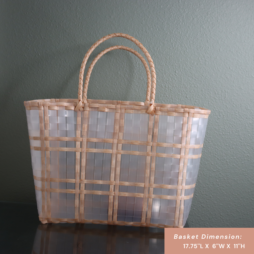 DrifWoo - Handwoven Small Woven Tote – Grocery, Gift & Market Basket - Coffee