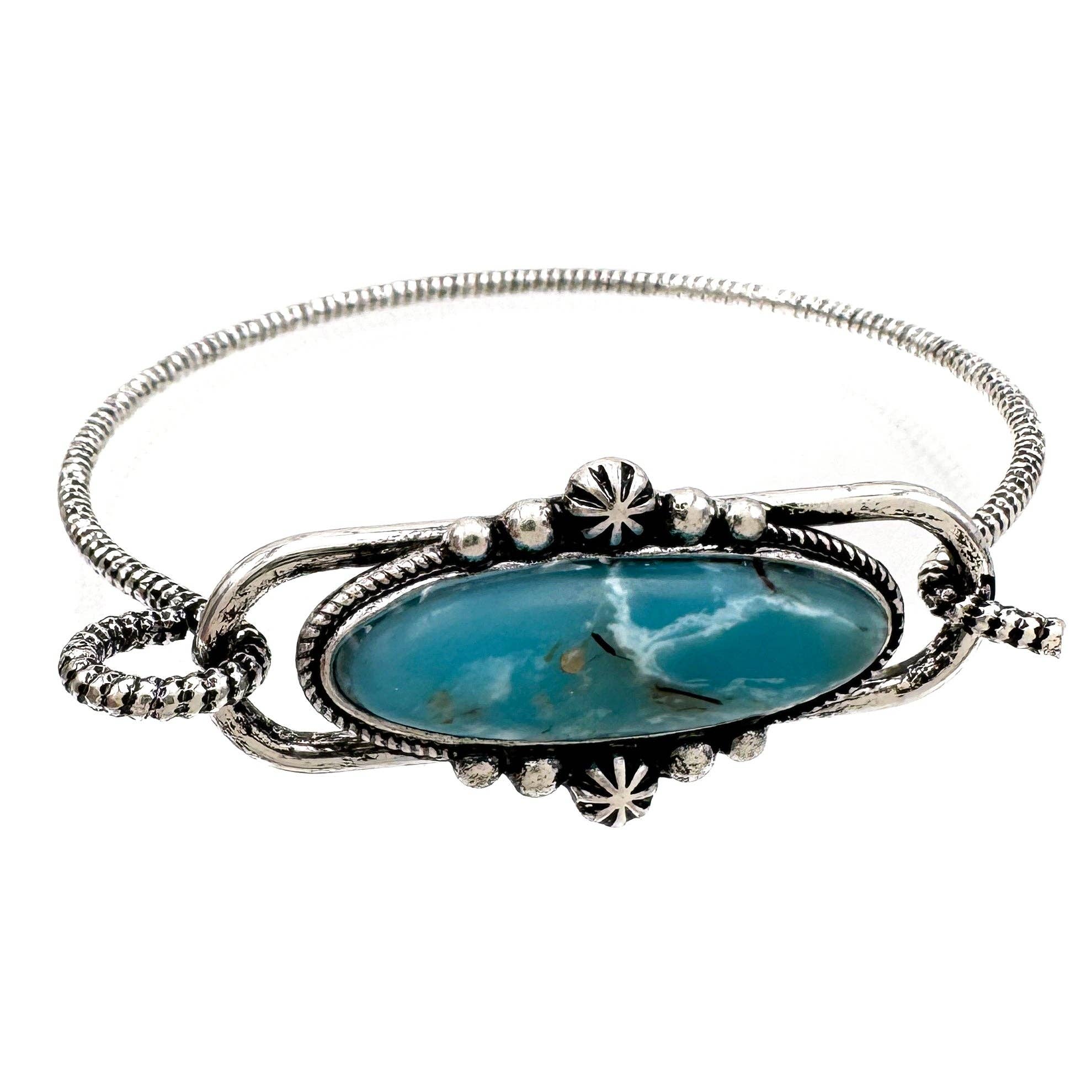 Lunar Deer - Turquoise Stone Rope Bangle Bracelet