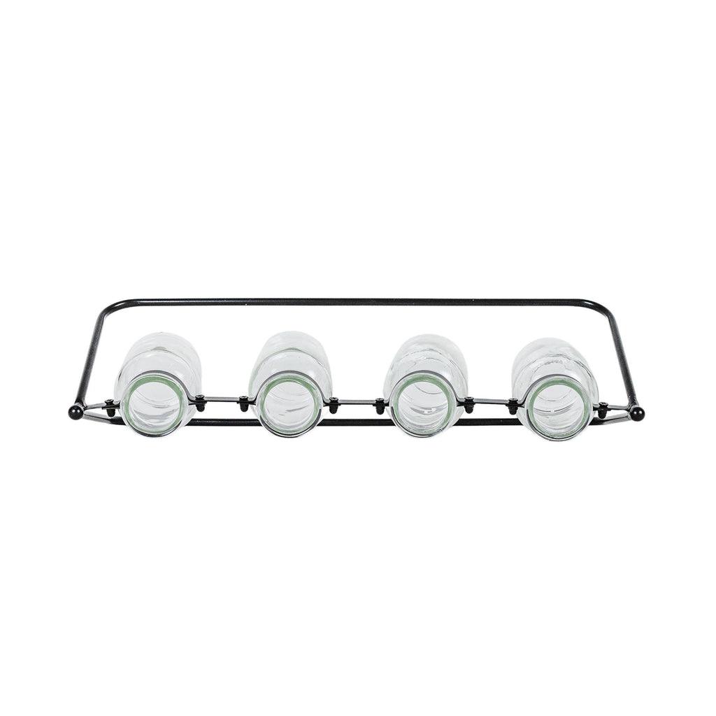 Foreside Home & Garden - Auden 4 Glass Bud Vase Holder Black Farmhouse Cast Iron