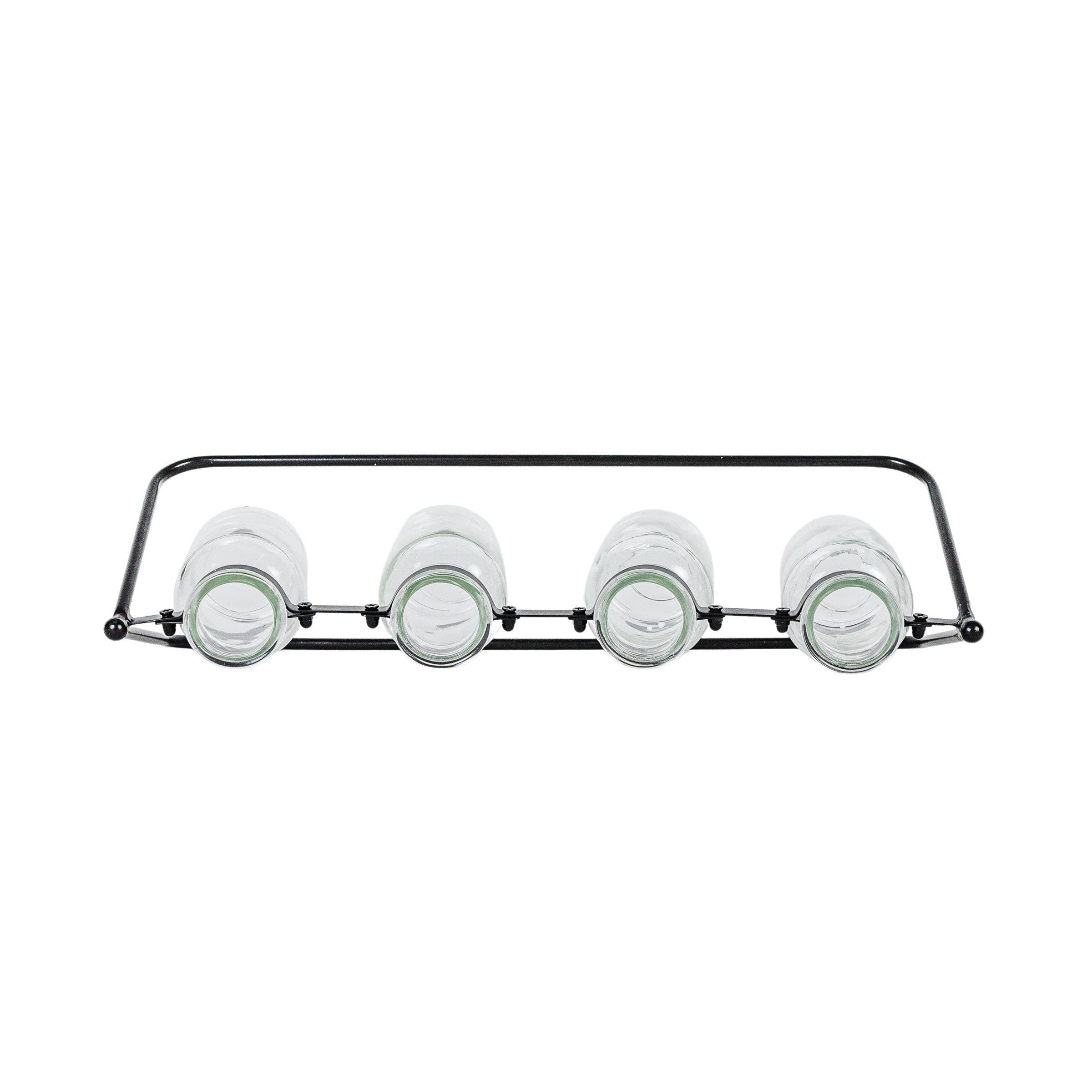 Foreside Home & Garden - Auden 4 Glass Bud Vase Holder Black Farmhouse Cast Iron