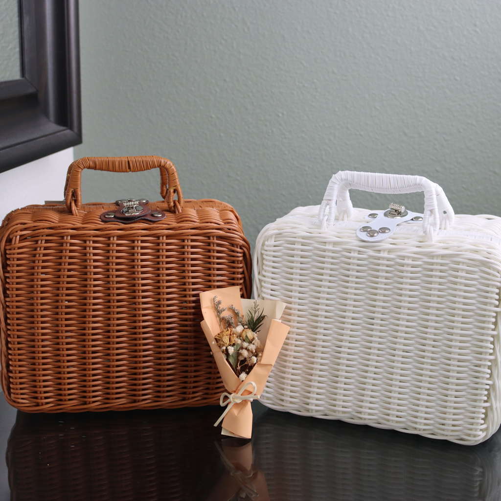 DrifWoo - Handwoven Suitcase Gift Basket, Empty Gift Basket - Brown Big Basket