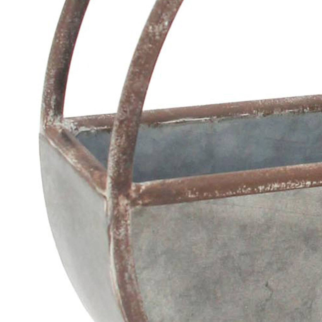 Foreside Home & Garden - SALE - Rustic Round Farmhouse Galvanized Metal Wall Planter
