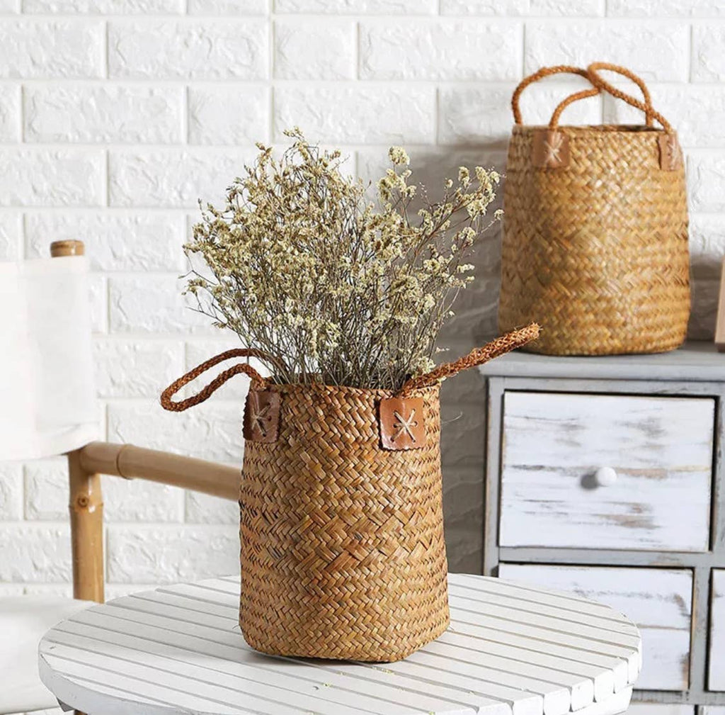 GreenWave - Seagrass woven boho storage flower basket (large)
