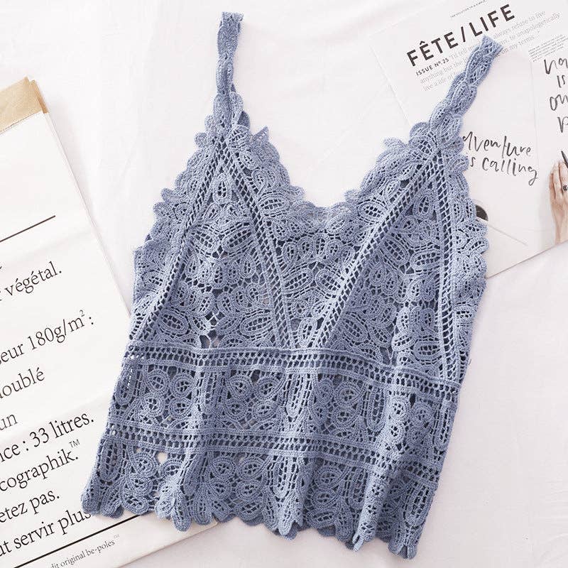 Funkyrel® Atzbranding Limited - Solid Color Crochet Lace Hollow Camisole Top - WHITE / AVERAGE
