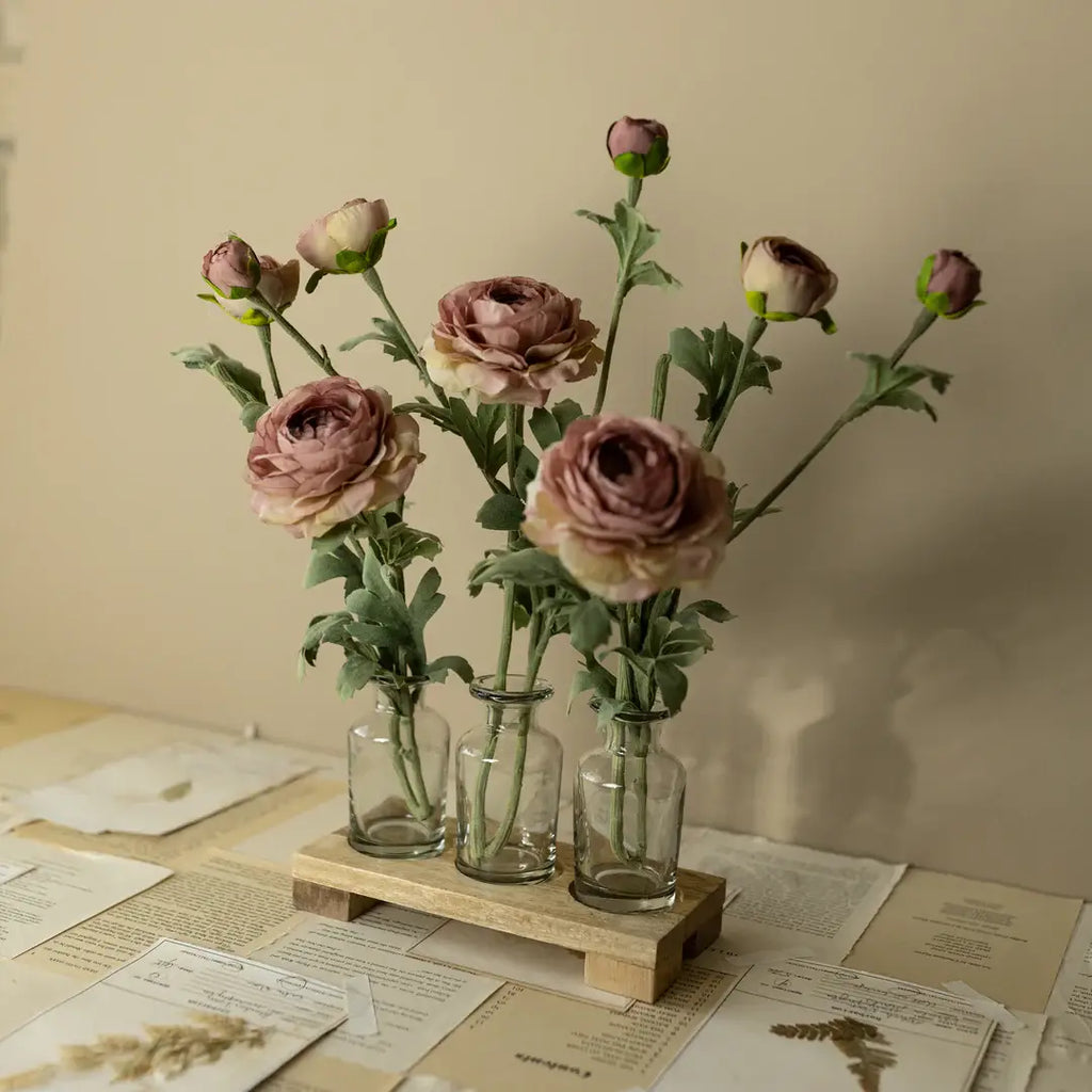 Foreside Home & Garden - Hazel 3 Glass Bud Vase With Wood Tray