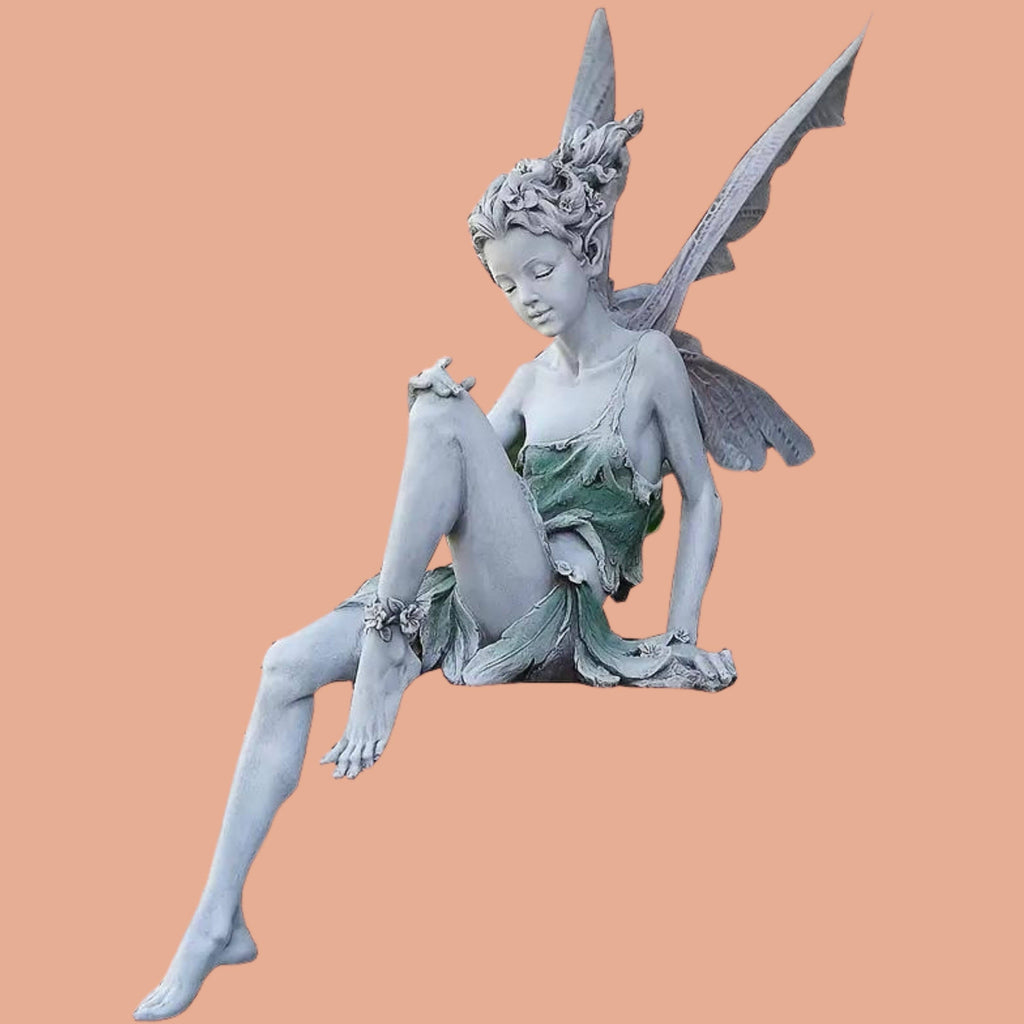 Flower Fairy Statue with Angel Wings Miniature Garden - 7''