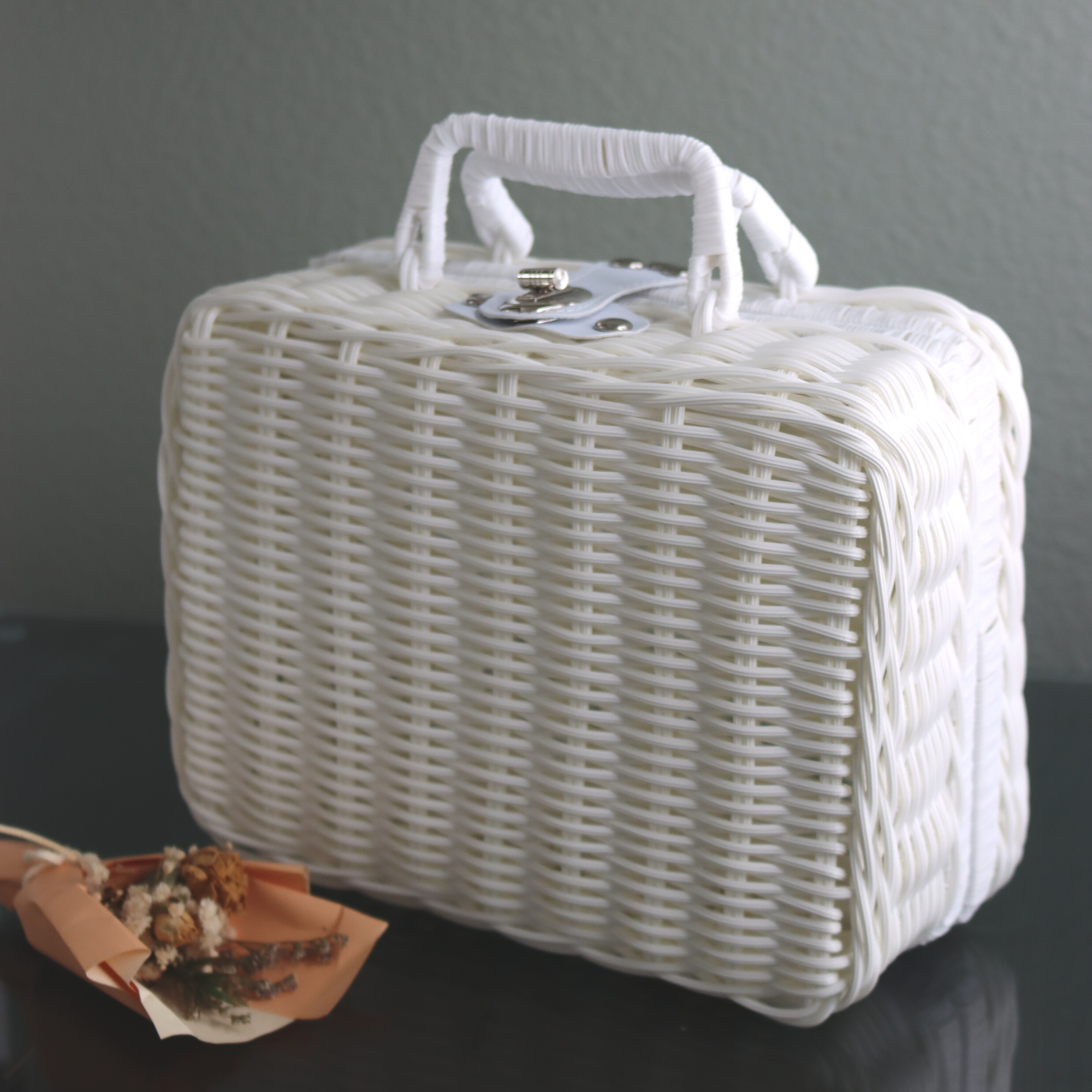 DrifWoo - Handwoven Suitcase Gift Basket, Empty Gift Basket - Brown Big Basket