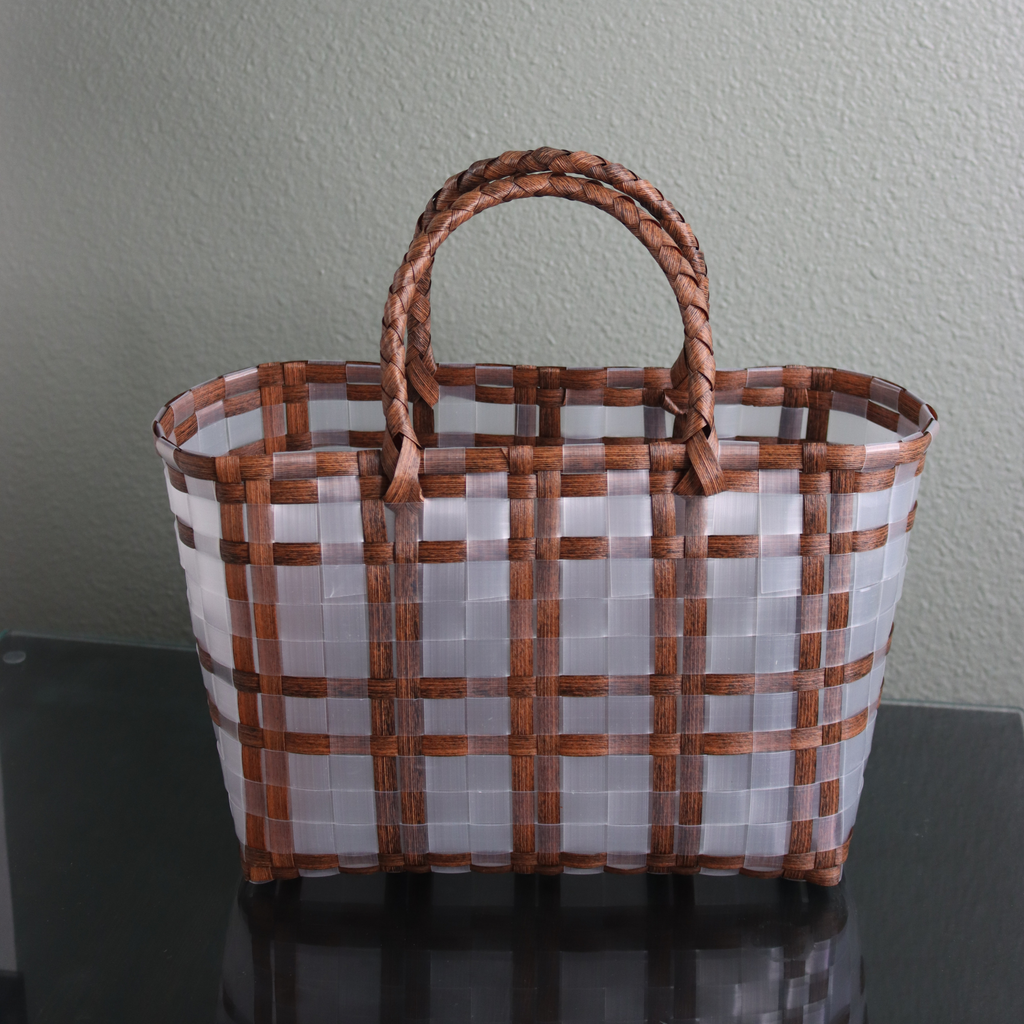 DrifWoo - Handwoven Small Woven Tote – Grocery, Gift & Market Basket - Coffee